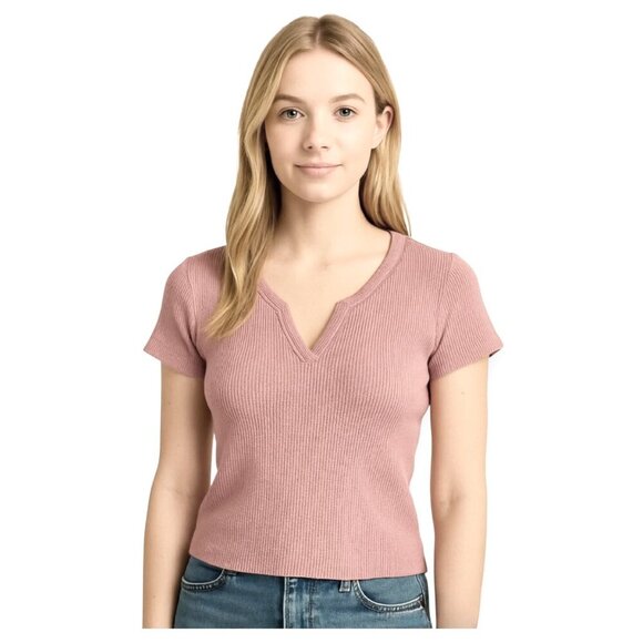 Aritzia TNA V-Neck Waffle Knit Crop Tee S - Picture 9 of 9